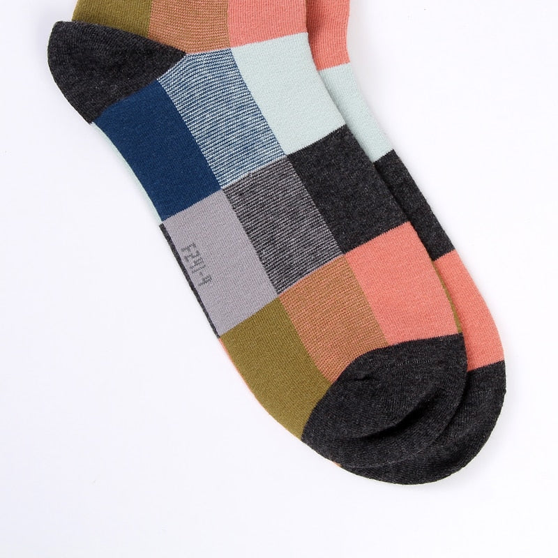 Colorful Square Happy Socks - 5 Pairs - Little Eudora