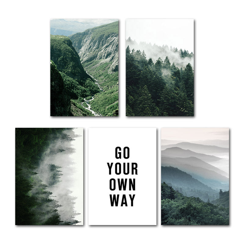 Mountain Foggy Forest Picture Nature Scenery Wall Art
