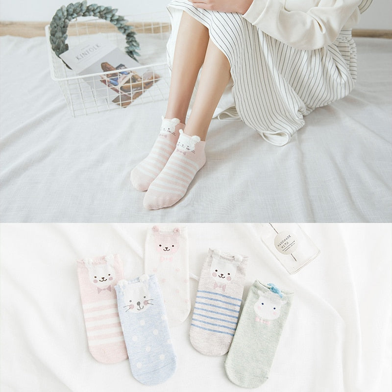 Cotton cartoon animals Socks - 5 Pairs - Little Eudora