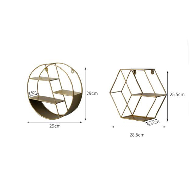 Nordic Style Metal Decorative Shelf round Hexagon - Little Eudora