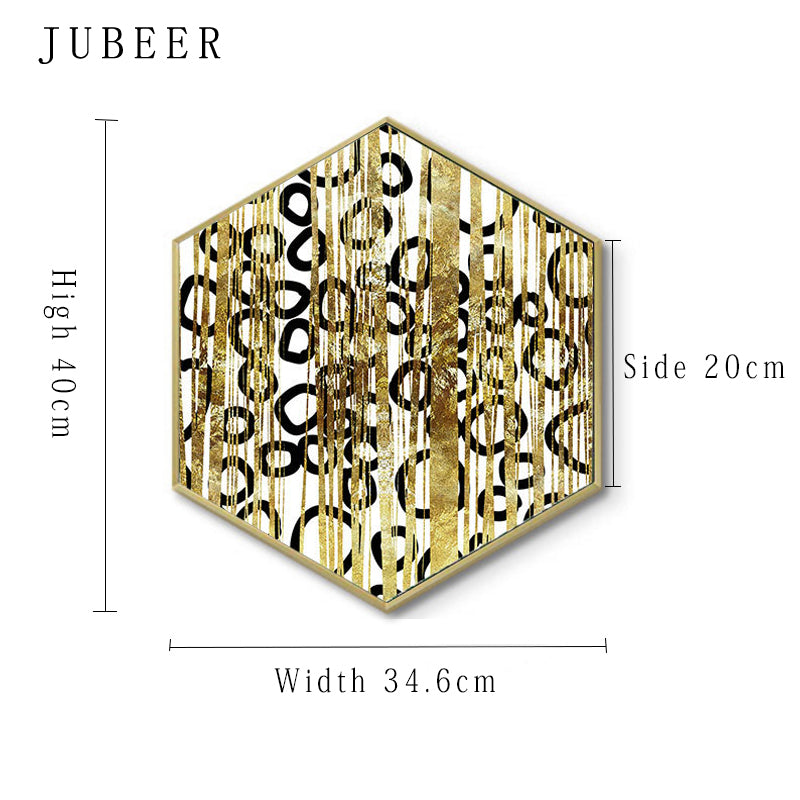 Hexagonal Golden Abstract Wall Art - Little Eudora