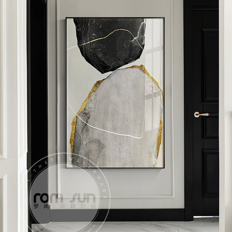 Abstract Yellow And Black Blocks Wall Art - Little Eudora