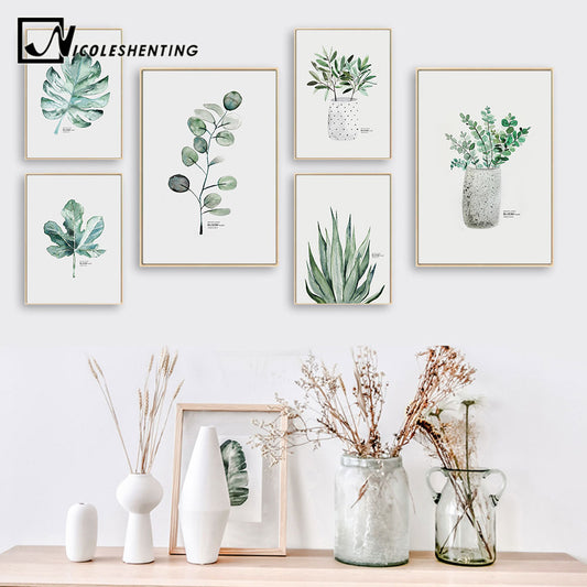 Watercolor Plants Leaf Wall Art - Little Eudora