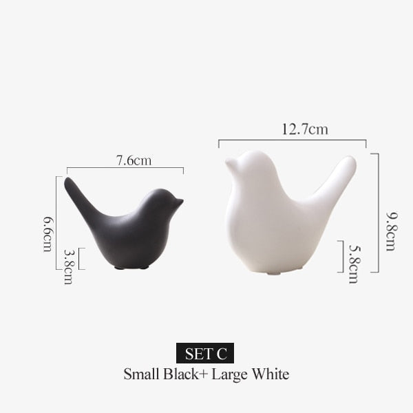 Nordic Creative White Ceramic Bird Figurines - Little Eudora