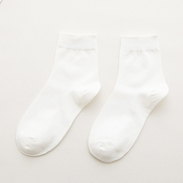 Cotton Solid Colour Socks - 5 Pairs - Little Eudora