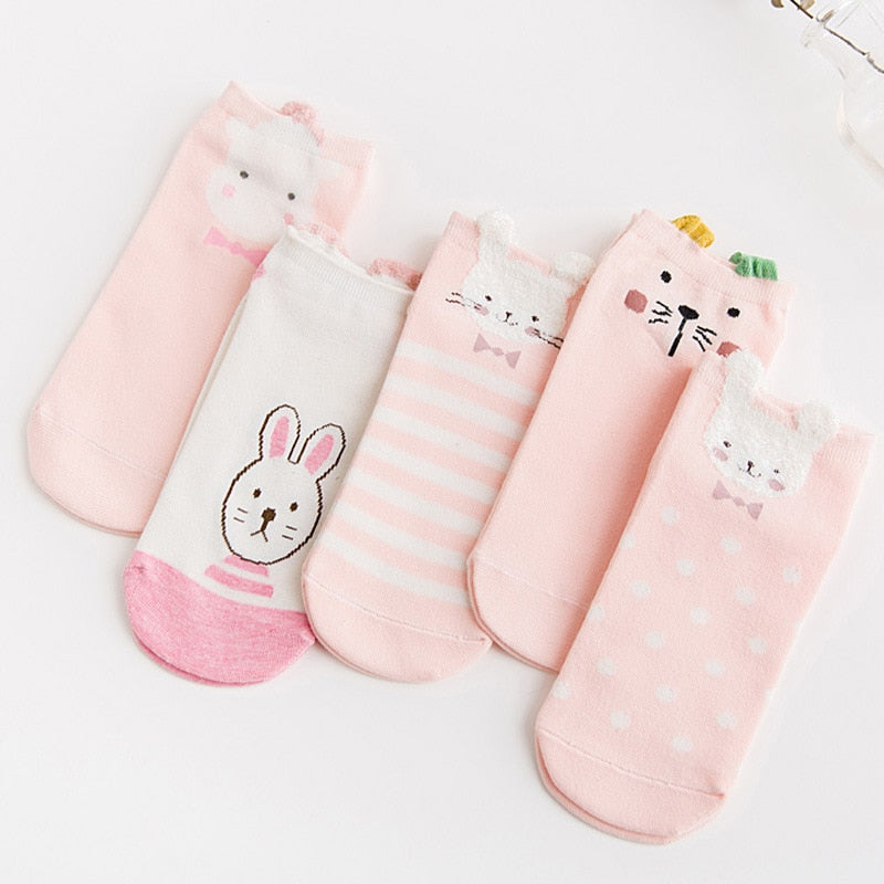 Cotton cartoon animals Socks - 5 Pairs - Little Eudora