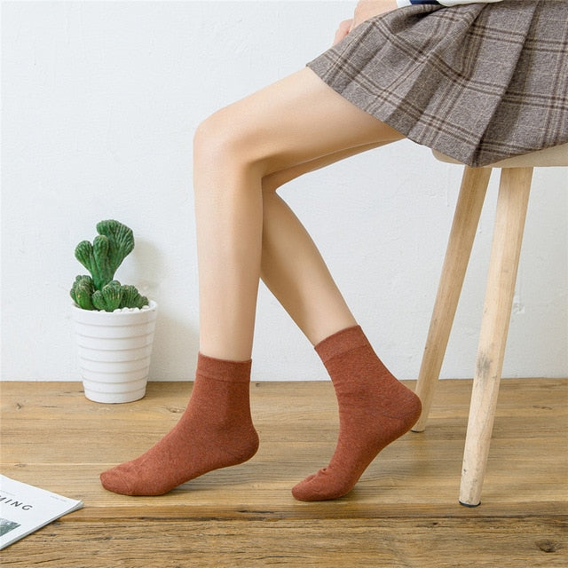 Cotton Solid Colour Socks - 5 Pairs - Little Eudora