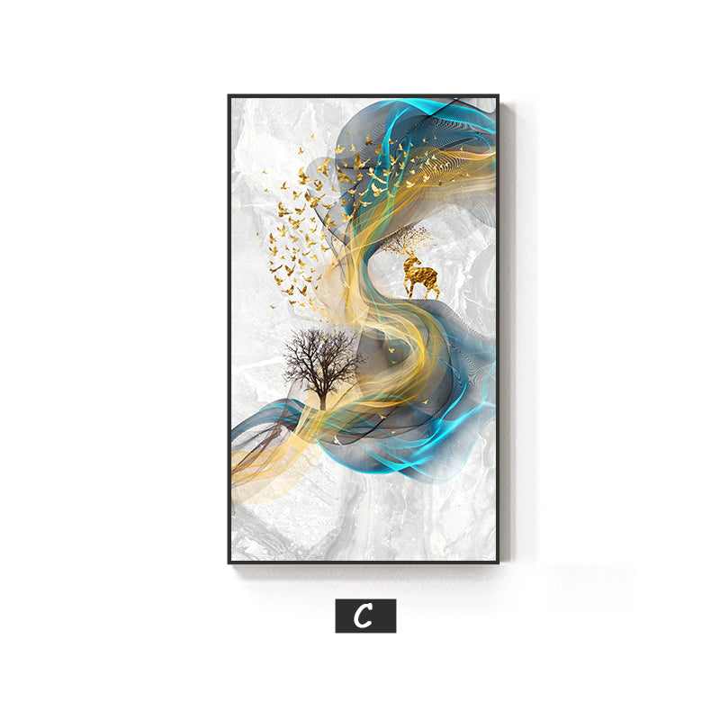 Abstract Golden Deer Wall Art - Little Eudora