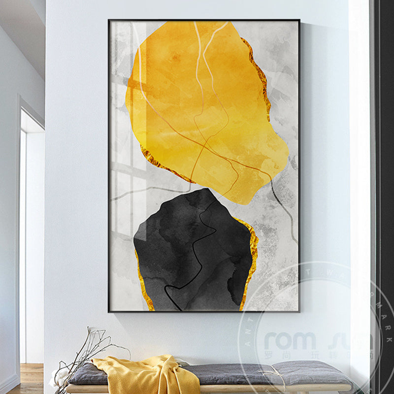 Abstract Yellow And Black Blocks Wall Art - Little Eudora