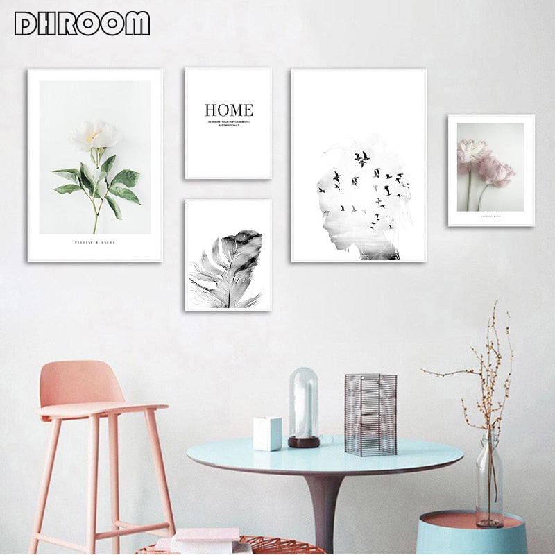Girl Bird Feather Landscape Wall Art - Little Eudora