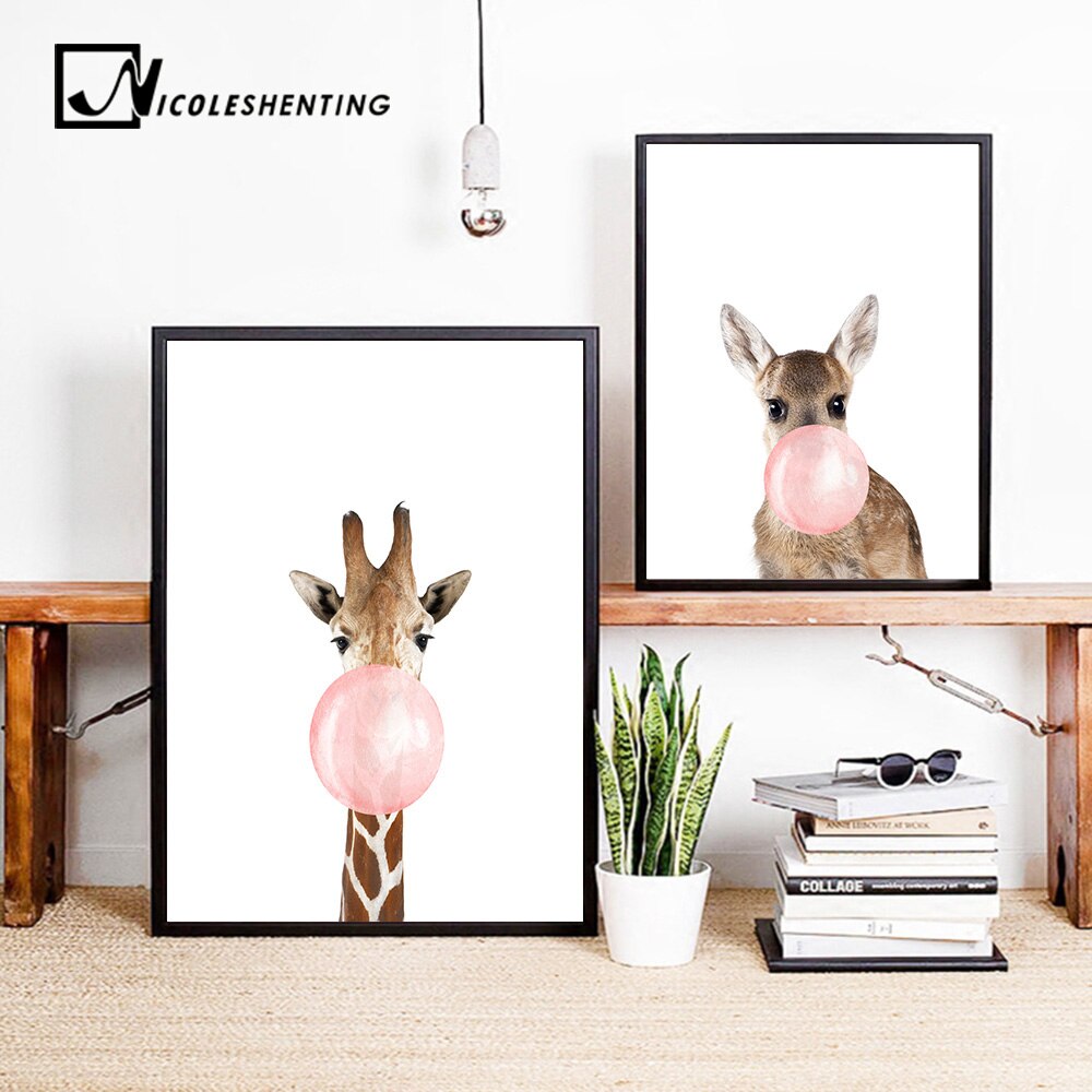 Giraffe Zebra Animal Posters Wall Art - Little Eudora