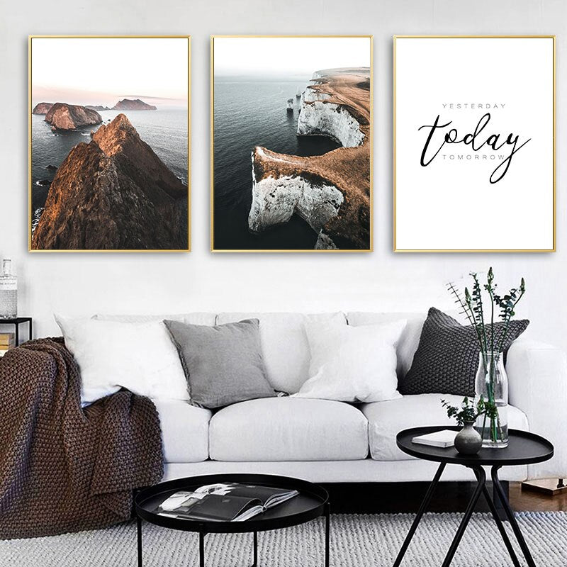 Sea Waves Landscape Canvas Poster Nordic Style Inspirational Wall Art Print Painting Decoration Picture Scandinavian Home Decor