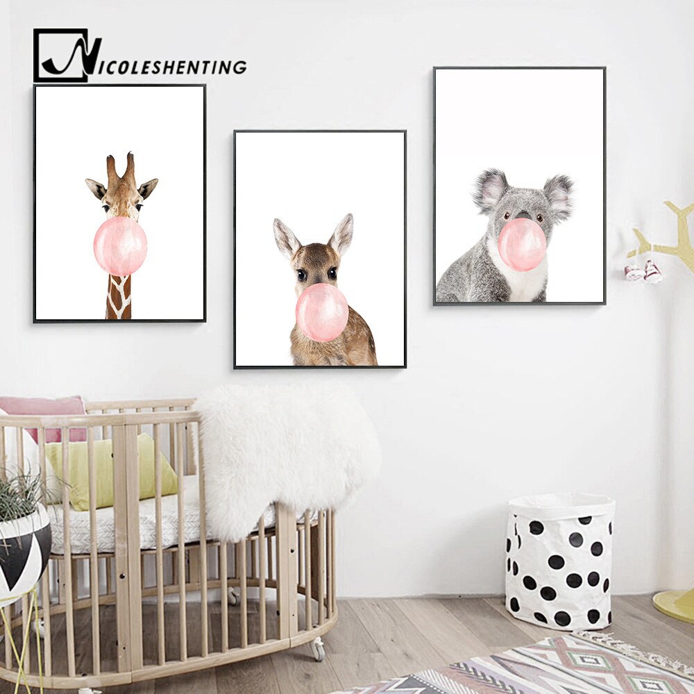 Giraffe Zebra Animal Posters Wall Art - Little Eudora