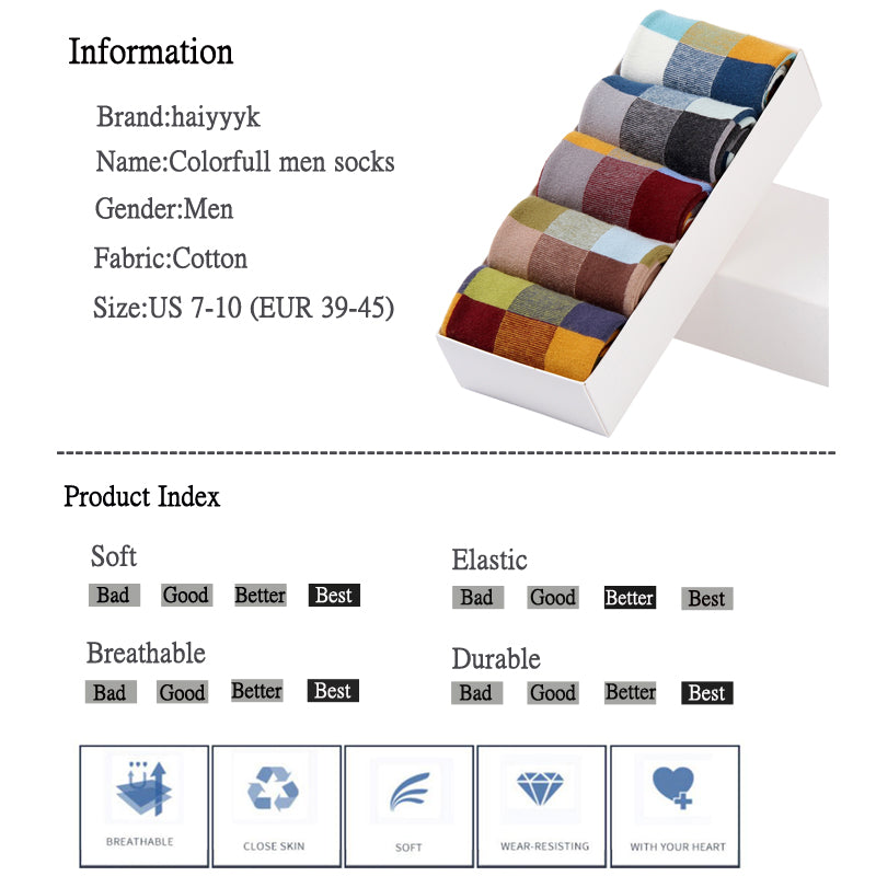 Colorful Square Happy Socks - 5 Pairs - Little Eudora