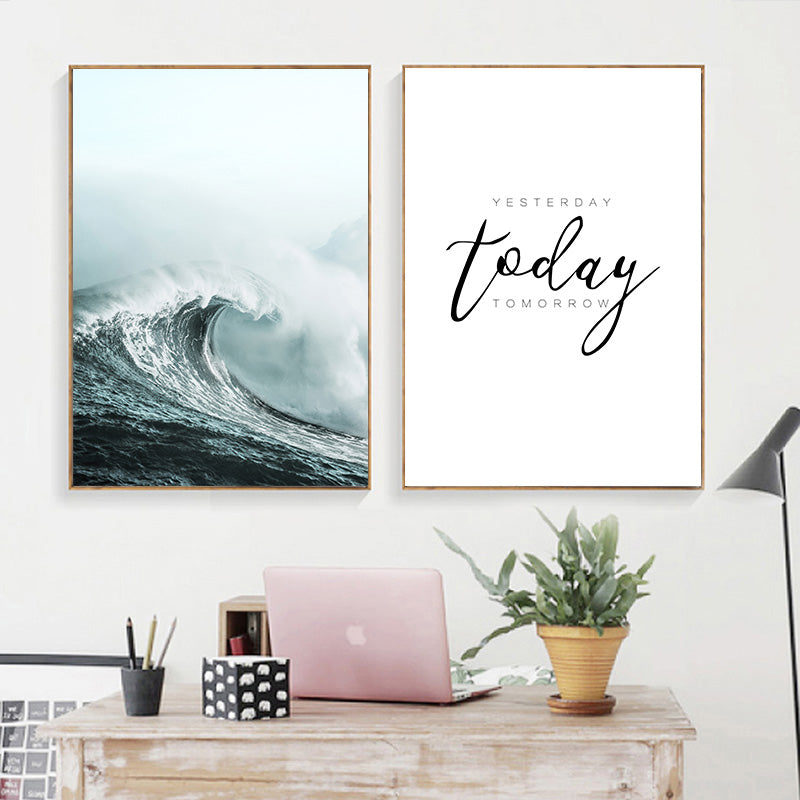 Sea Waves Landscape Canvas Poster Nordic Style Inspirational Wall Art Print Painting Decoration Picture Scandinavian Home Decor