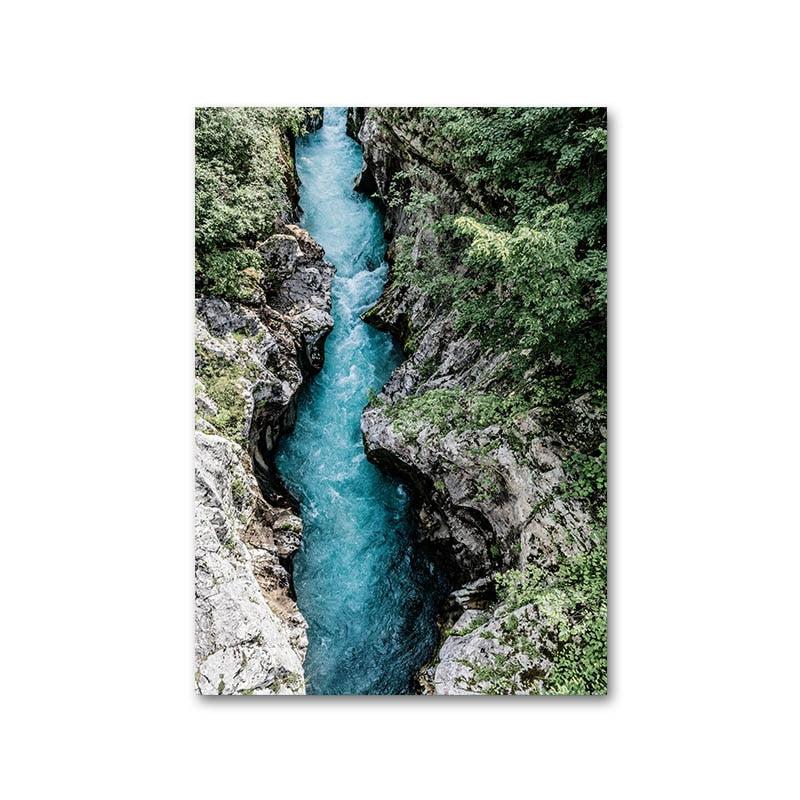 Mountain Lake Waterfall Wall Art - Little Eudora