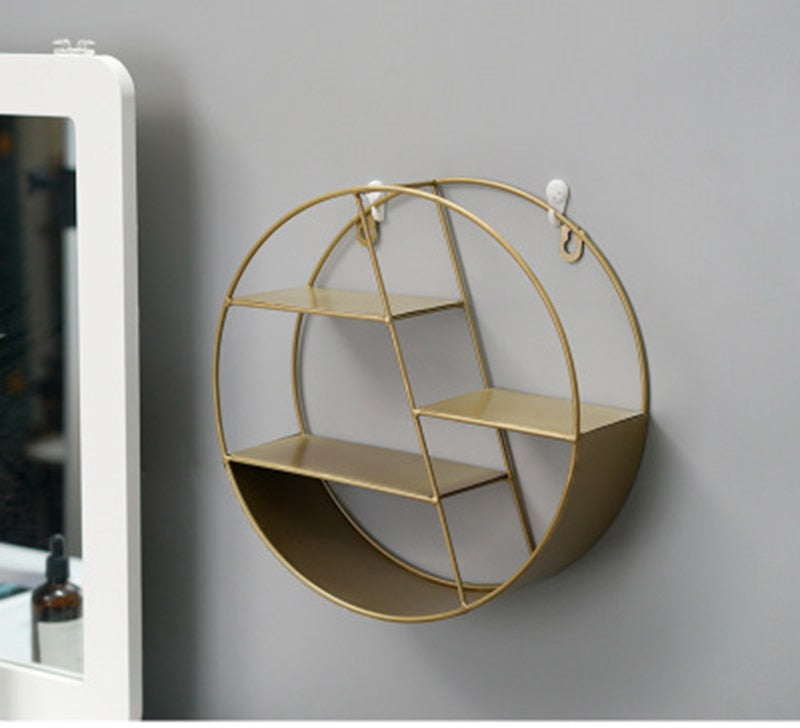 Nordic Style Metal Decorative Shelf round Hexagon - Little Eudora