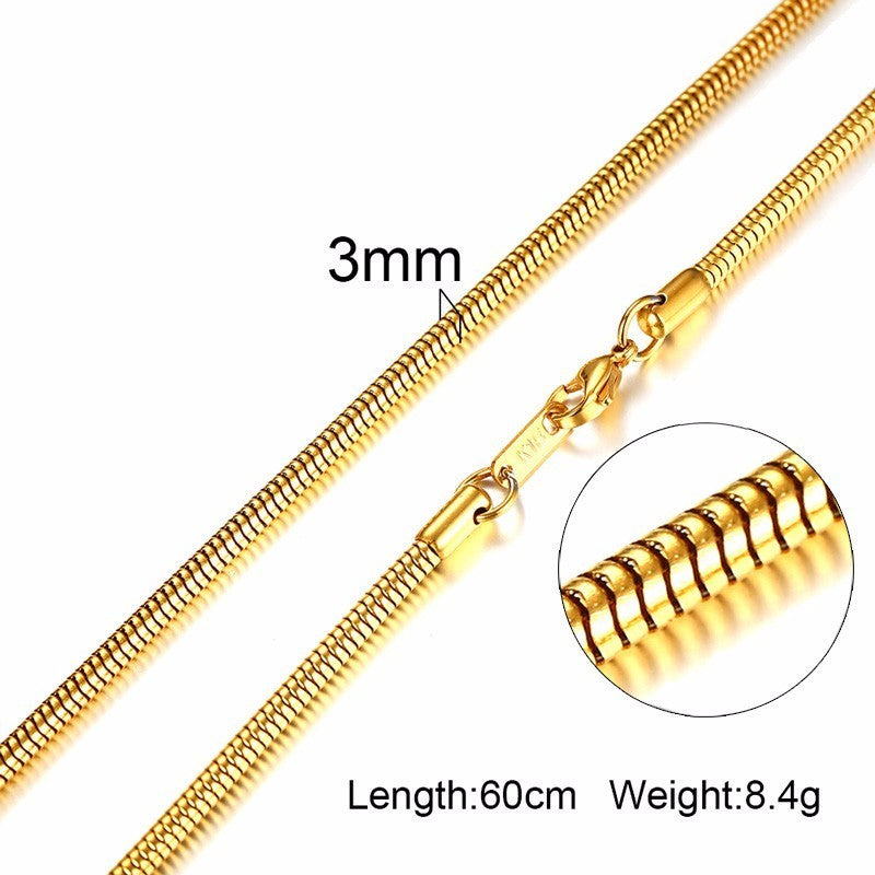 3-6MM Men Necklace Gold Tone