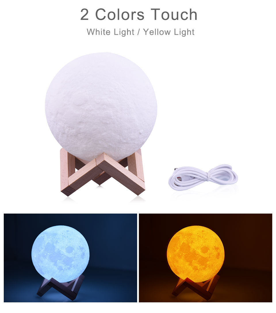 3D print Moon Lamp night light Rechargeable