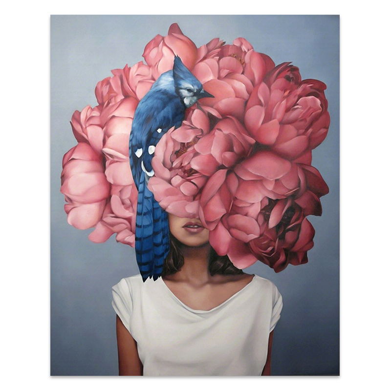 Flowers Feathers Woman Abstract Wall Art - Little Eudora