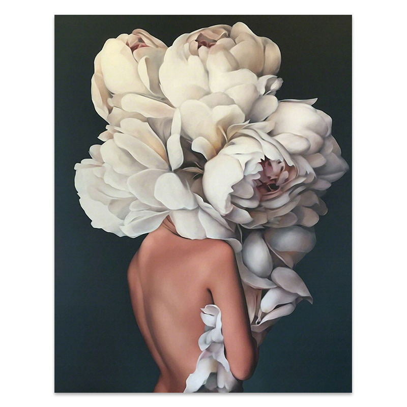 Flowers Feathers Woman Abstract Wall Art - Little Eudora