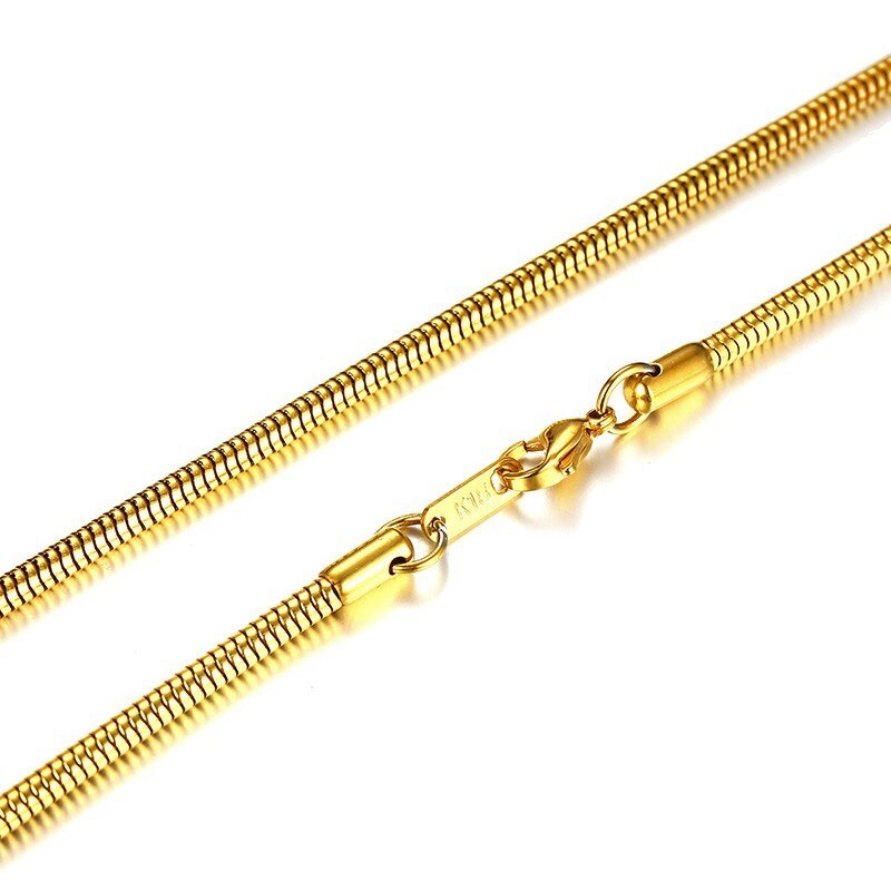 3-6MM Men Necklace Gold Tone Snake Chain Miami Cuba Link with Round Box and Wheat Chains Stainless Steel Choker Jewelry 24-27in