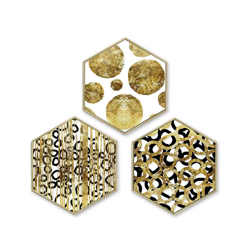 Hexagonal Golden Abstract Wall Art - Little Eudora