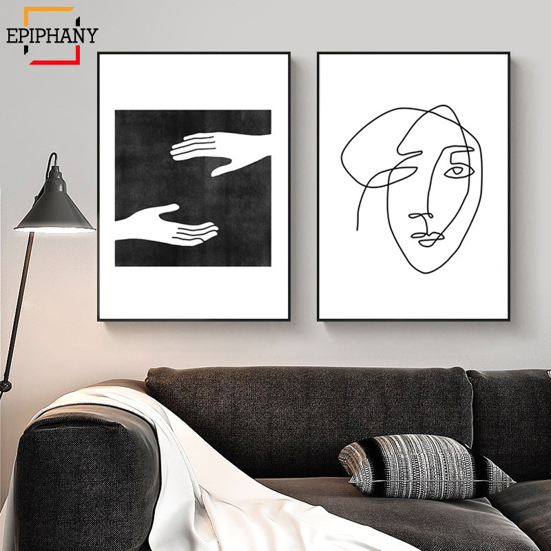 One Line Art Face Sketch Wall Art - Little Eudora