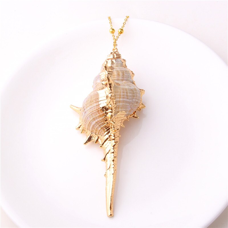 Boho Conch Shell Necklace Sea Beach Shell Chain Pendant Necklace For Women Collier Femme Shell Cowrie Summer Jewelry Bohemian