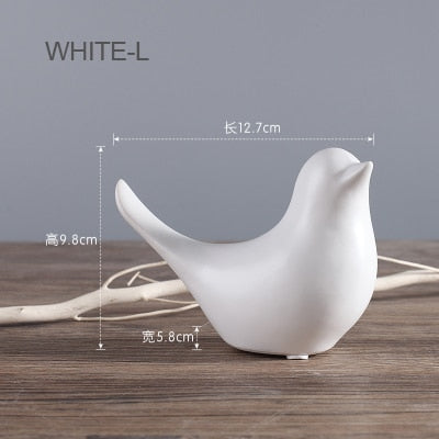 Nordic Creative White Ceramic Bird Figurines - Little Eudora