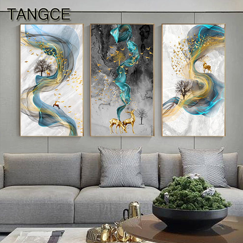 Abstract Golden Deer Wall Art - Little Eudora