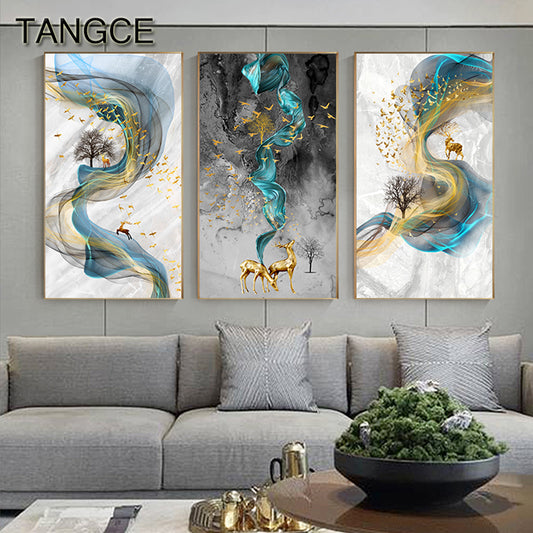 Abstract Golden Deer Wall Art - Little Eudora