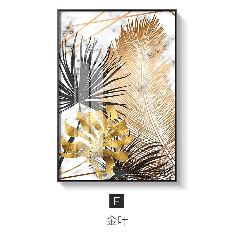 Nordic plants Golden leaf Wall Art - Little Eudora