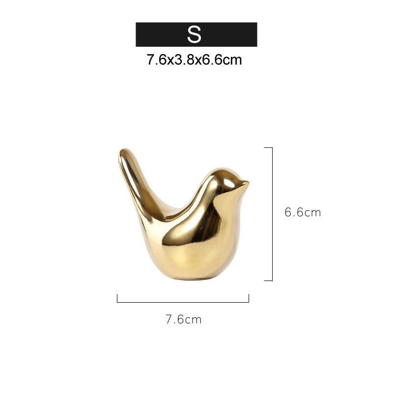 Gold Decorations Ceramic Golden Bird Figurines - Little Eudora
