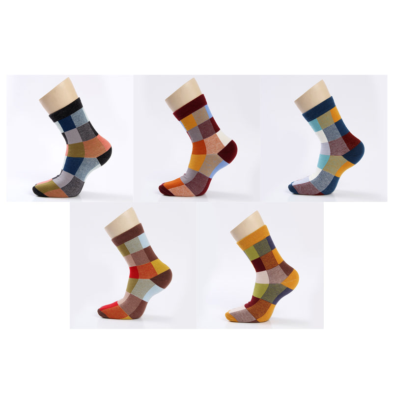 Colorful Square Happy Socks - 5 Pairs - Little Eudora