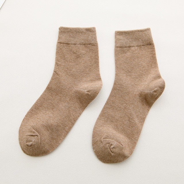 Cotton Solid Colour Socks - 5 Pairs - Little Eudora