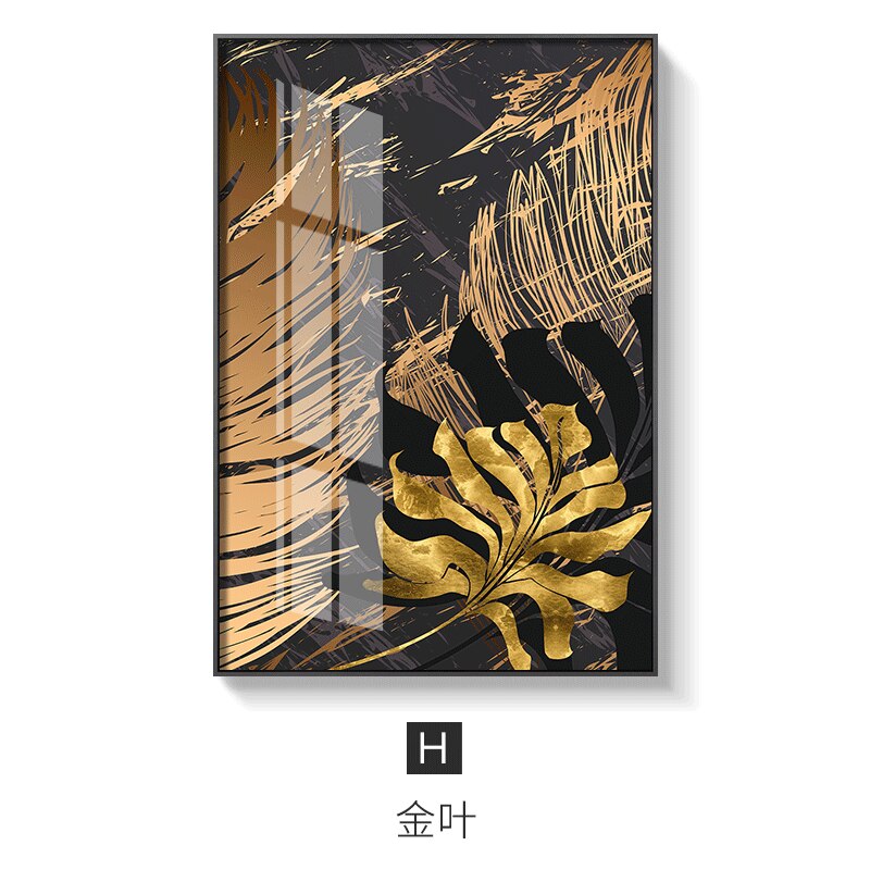 Nordic plants Golden leaf Wall Art - Little Eudora