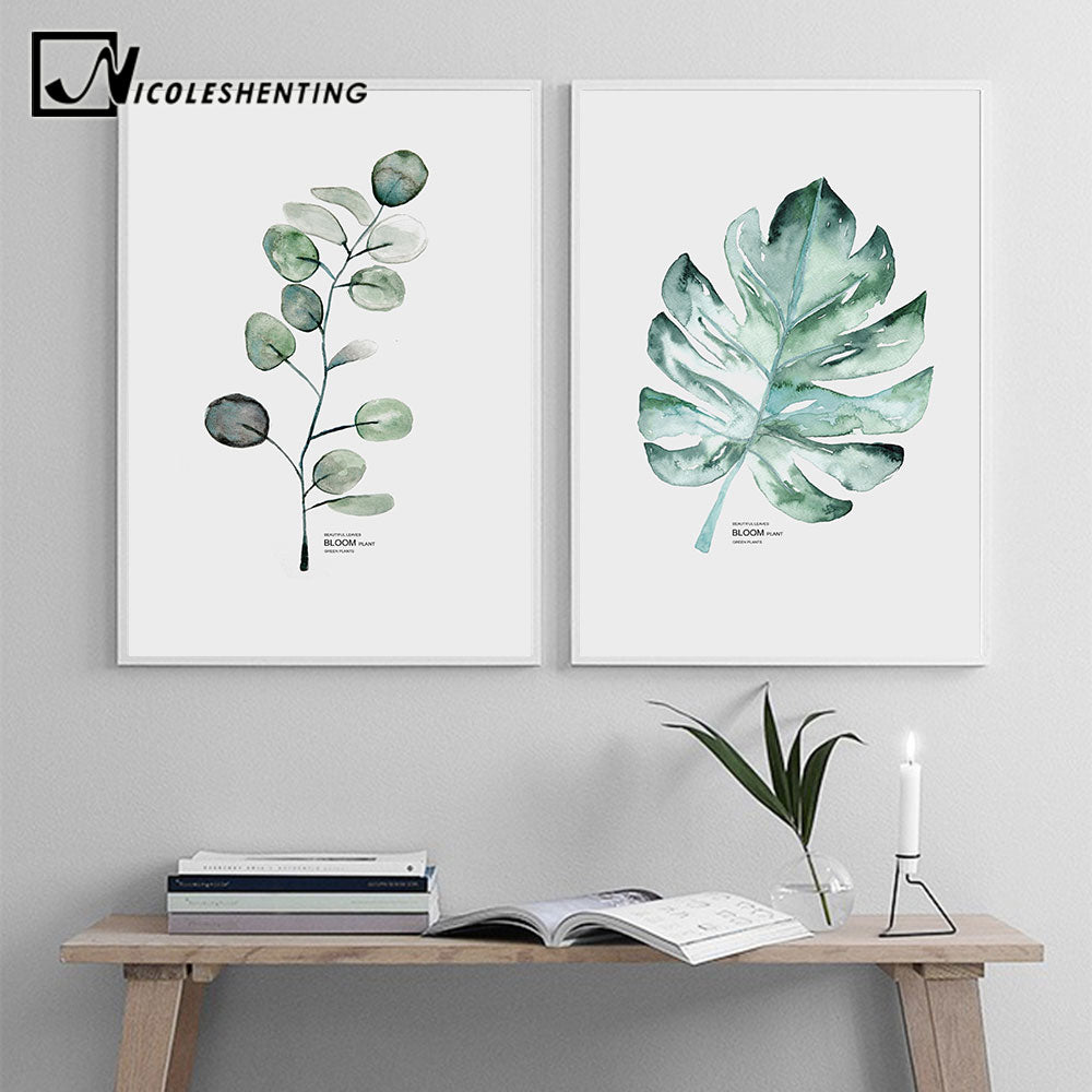 Watercolor Plants Leaf Wall Art - Little Eudora