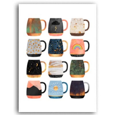 But First Coffee Colorful Cups Coffee Wall Art - Little Eudora