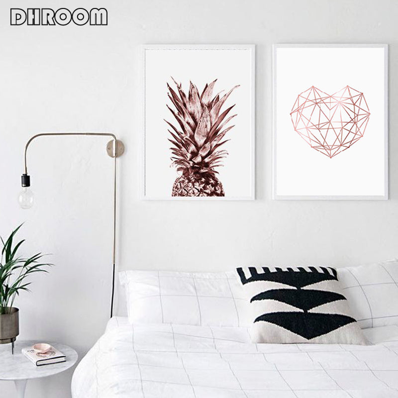 Rose Gold Wall Art Tropical Pineapple Wall Art - Little Eudora