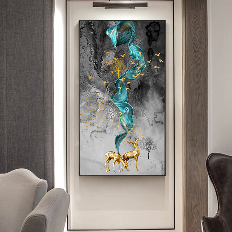 Abstract Golden Deer Wall Art - Little Eudora