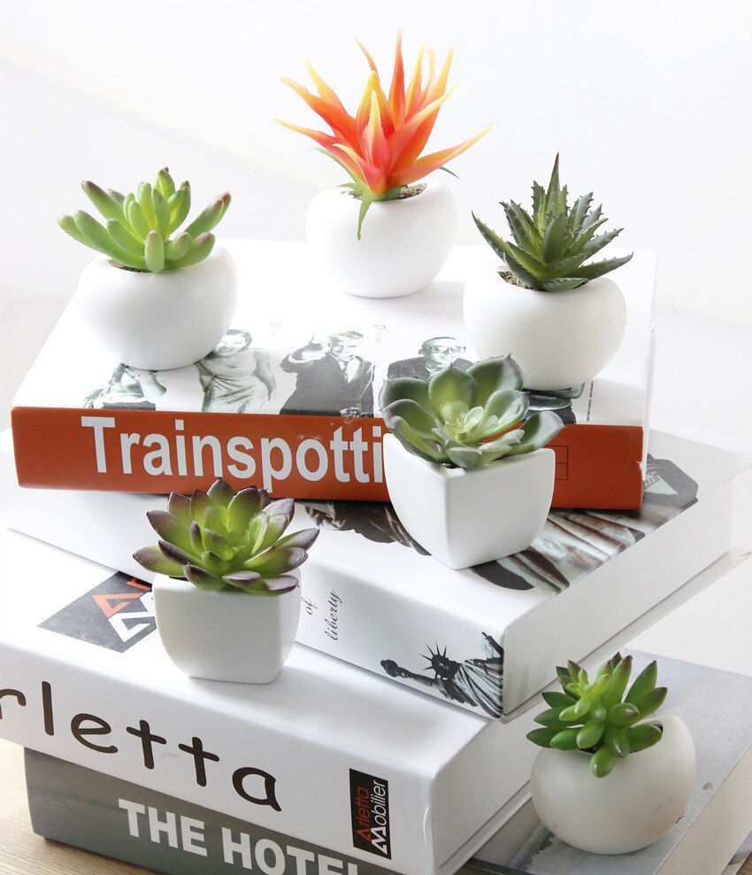 Fridge Magnets Potted Artificial Green succulent plants Bonsai set fake Flower vase Souvenir Blackboard Magnetic Stickers