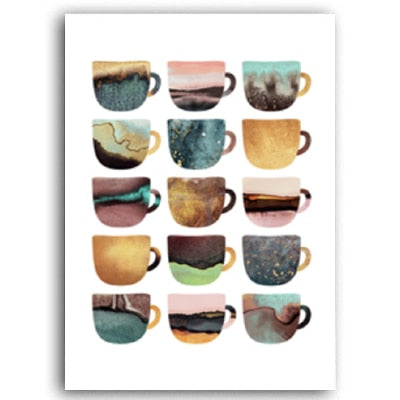 But First Coffee Colorful Cups Coffee Wall Art - Little Eudora