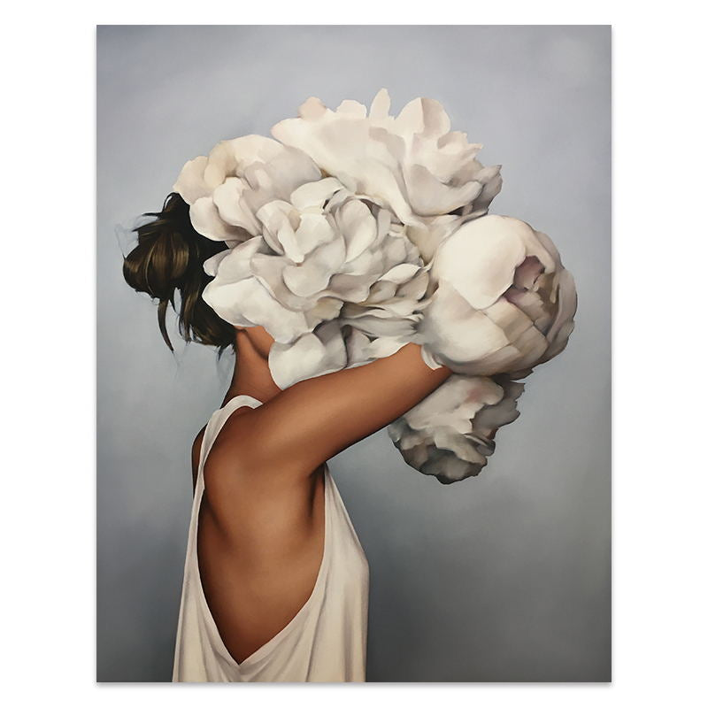 Flowers Feathers Woman Abstract Wall Art - Little Eudora