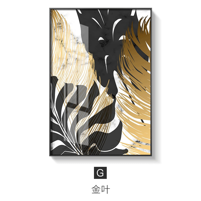 Nordic plants Golden leaf Wall Art - Little Eudora