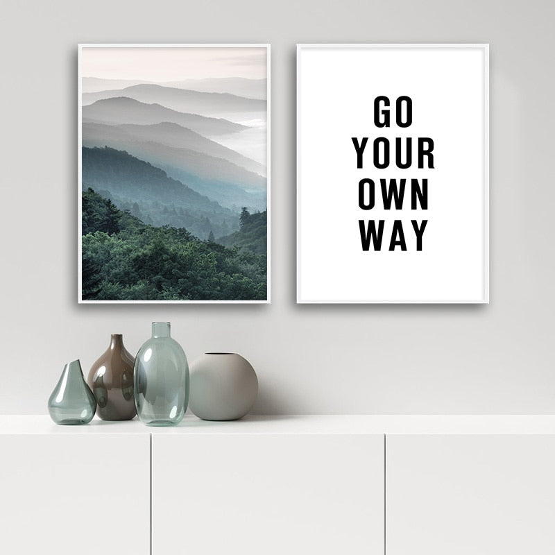 Mountain Foggy Forest Picture Nature Scenery Scandinavian Poster Nordic Decoration Landscape Print Wall Art Canvas Painting