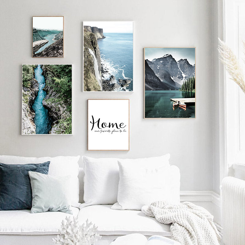 Mountain Lake Waterfall Wall Art - Little Eudora