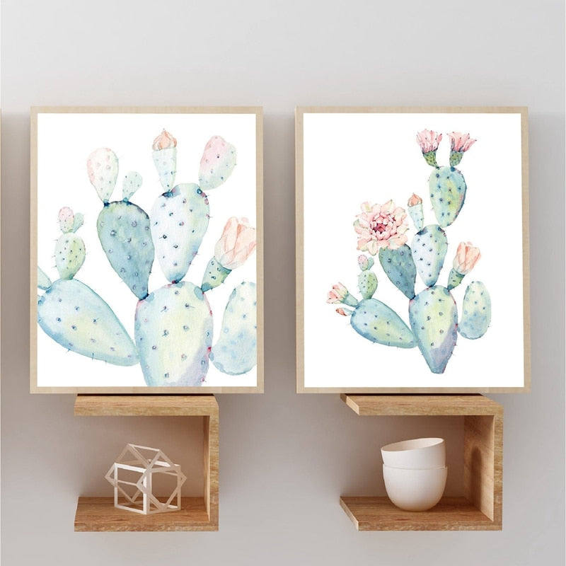 Pastel Watercolor Cactus Wall Art - Little Eudora
