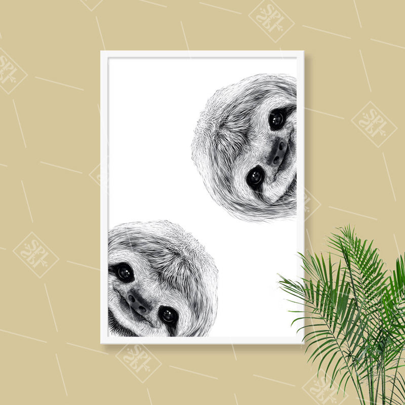 Black And White Sloth Cute Wall Art - Little Eudora
