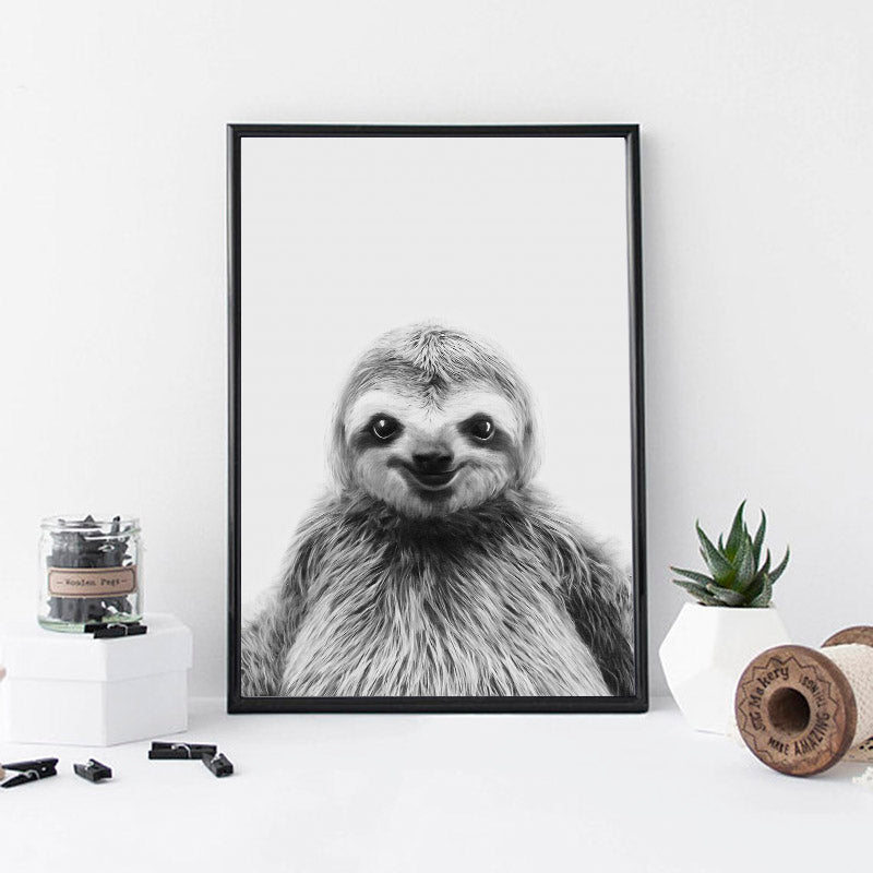 Black White Sloth Wall Art - Little Eudora